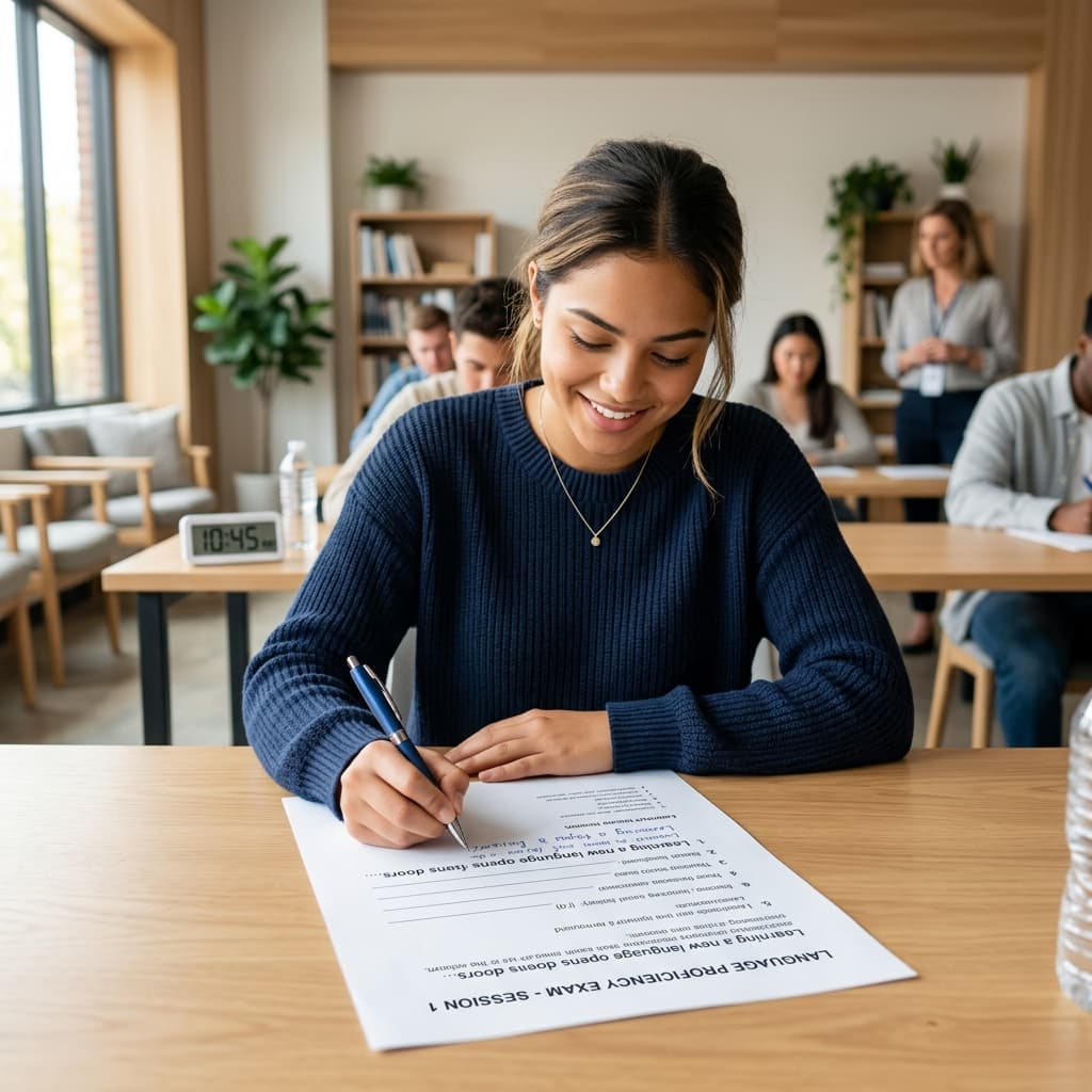 Student preparing for Goethe exam