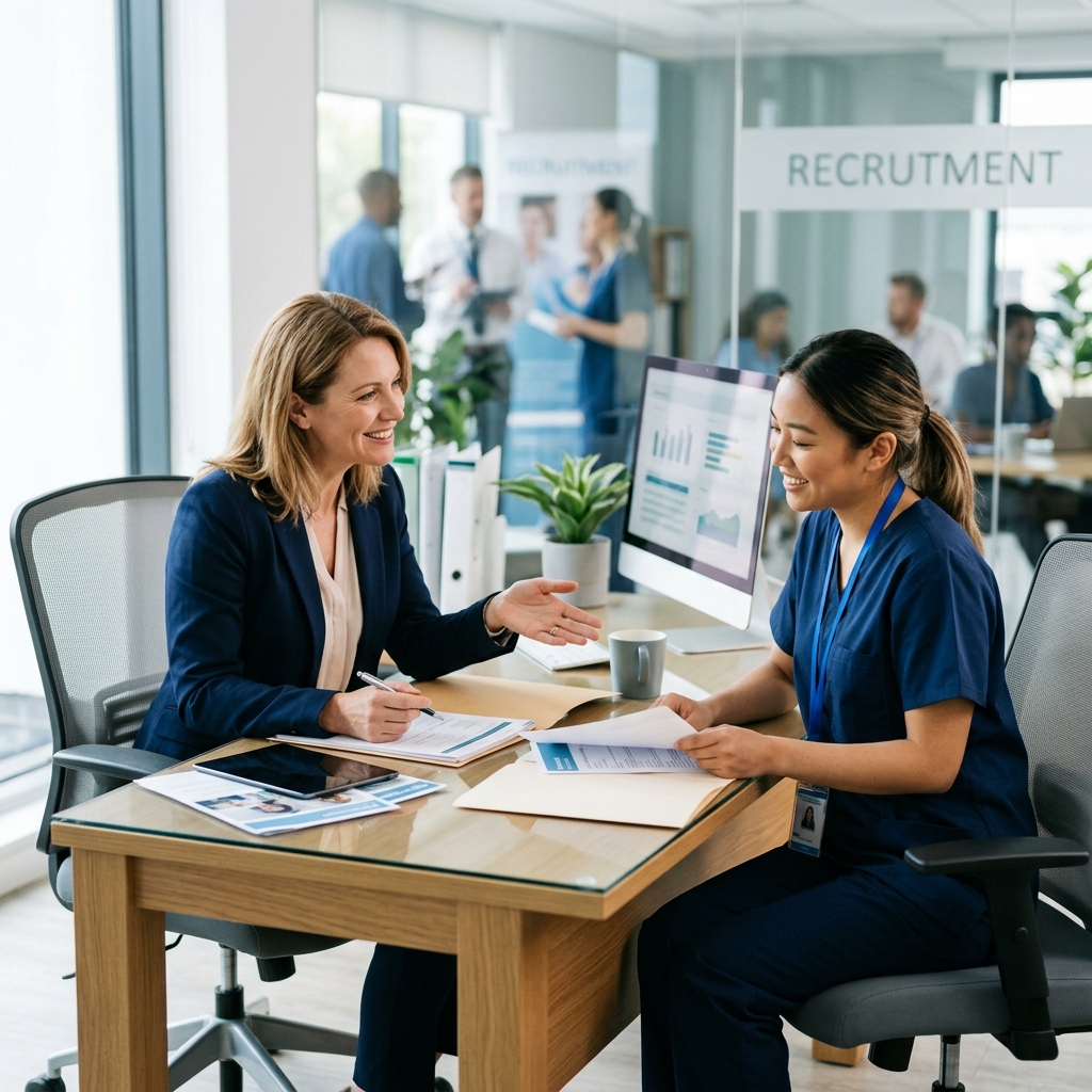 Sprachhaus Consultant guiding a nurse
